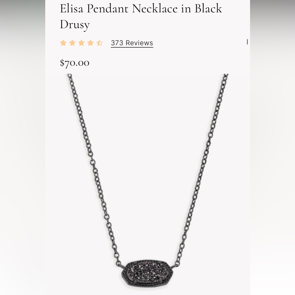 Kendra Scott Elisa Pendant Necklace in Black Drusy